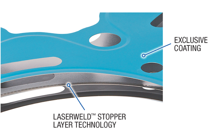 A close up view of two main features of an MLS gasket